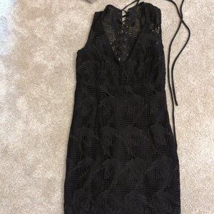 Black two layer dress with tie